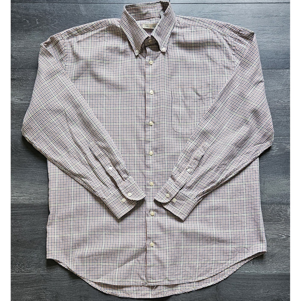Peter Millar Houndstooth Button Down Shirt Men‎ L Multicolor Plaid Preppy Office